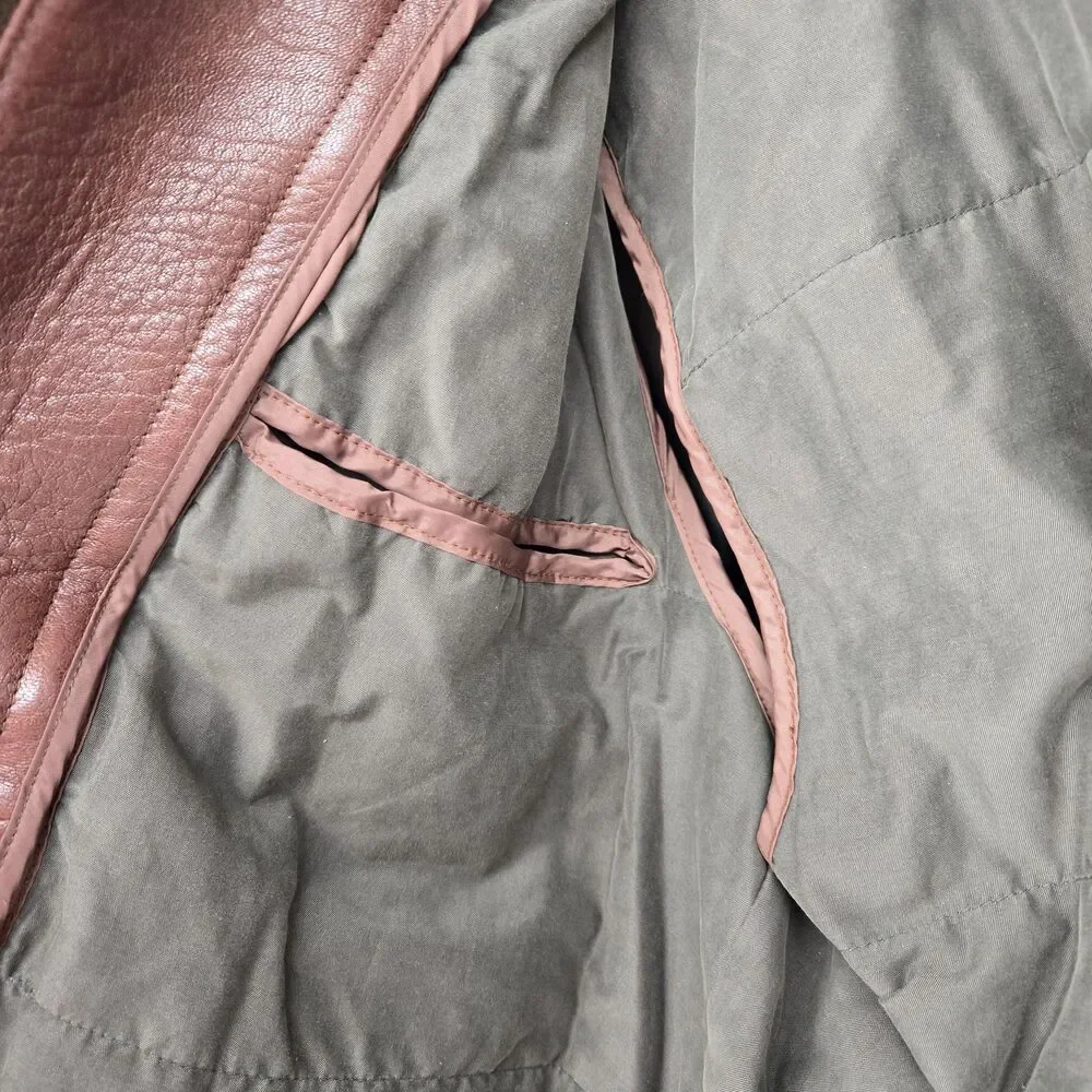 Vintage genuine lamb leather brown bomber jacket -‎ mens medium
